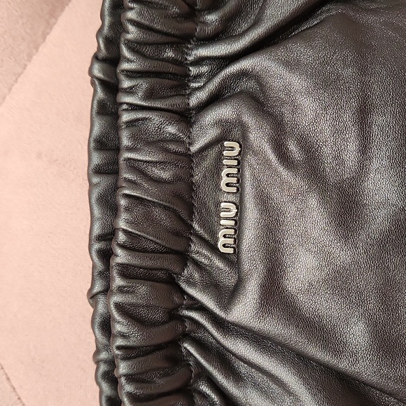 New Miu Miu gunmetal soft leather clutch wristlet. - Picture 5 of 9